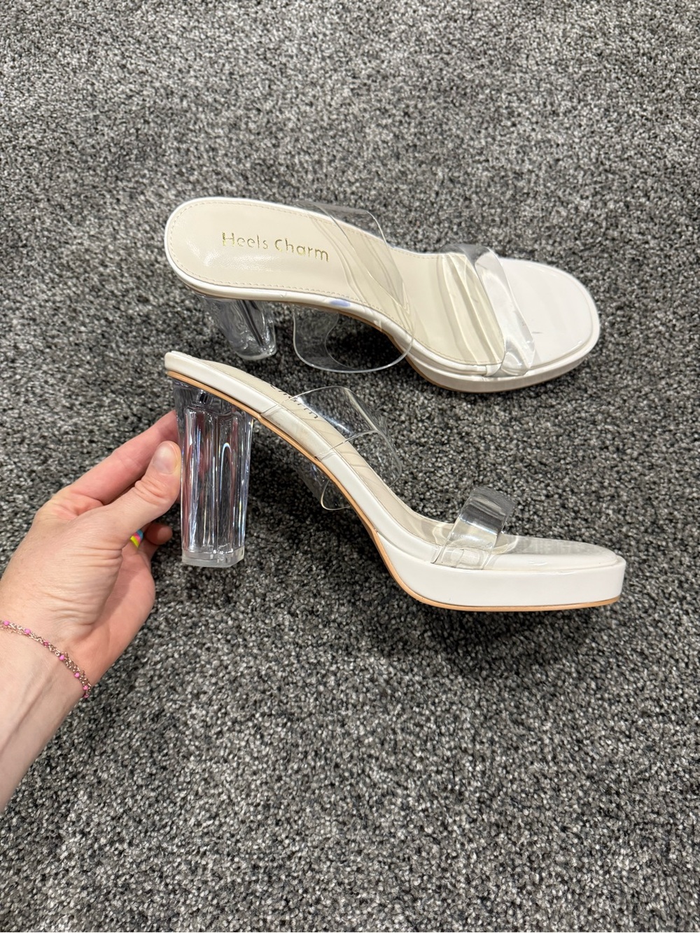 Heels Charm White/Clear Heels -Size 8.5